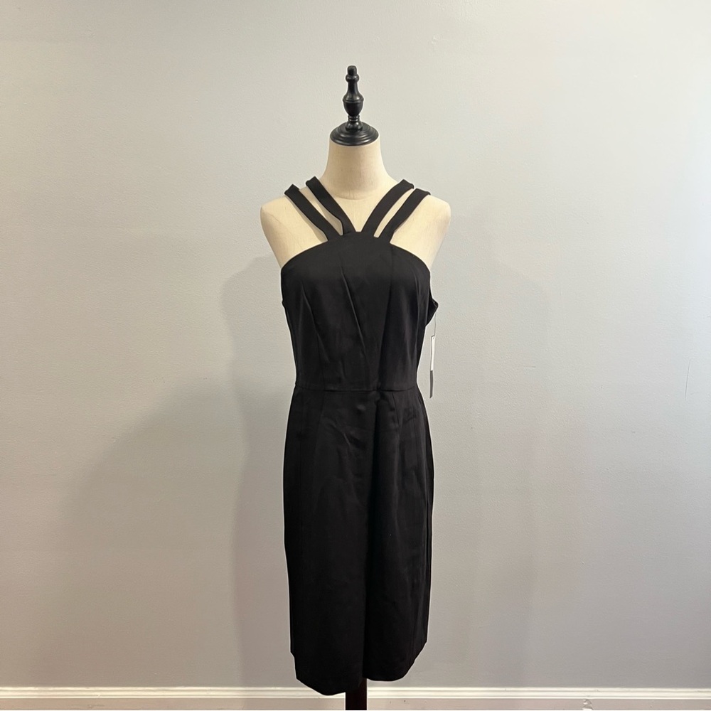 Cynthia Steffe All Black Halter Neck Sleeveless  MIDI Dress - Reemoly